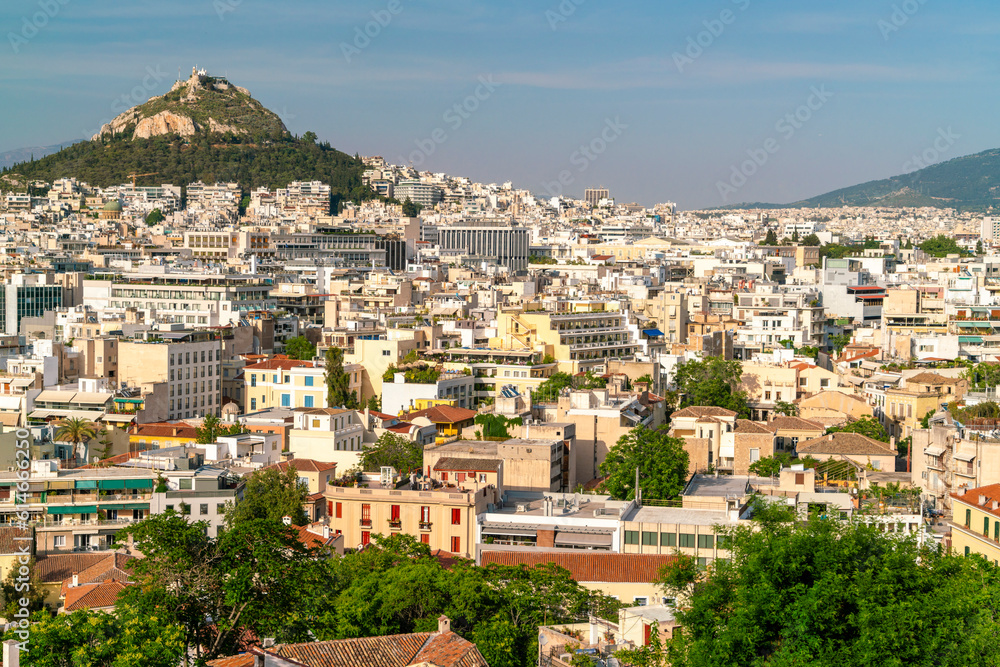Fototapeta premium Cityscape of Athens with Lycabettus Hill, Greece