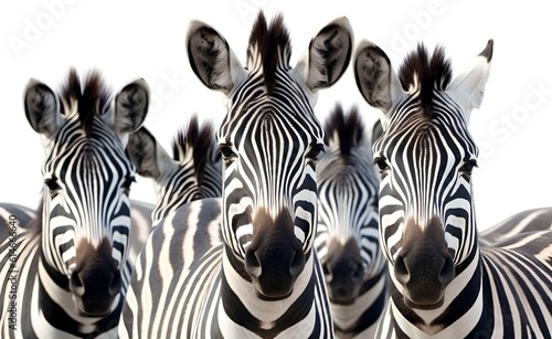Group of zebras on a white background. Generative AI. © Curioso.Photography