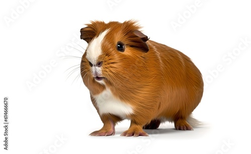 Cheerful guinea pigs on a white background. Generative AI.
