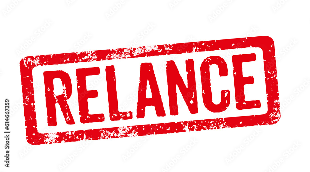 Red stamp on a white background - Relaunch in french - Relance Stock ...