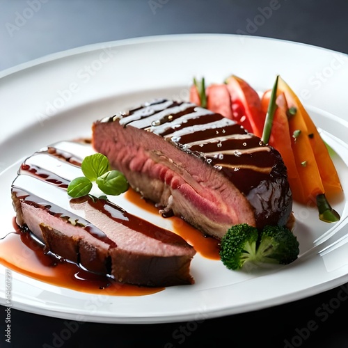 grilled steak with vegetables