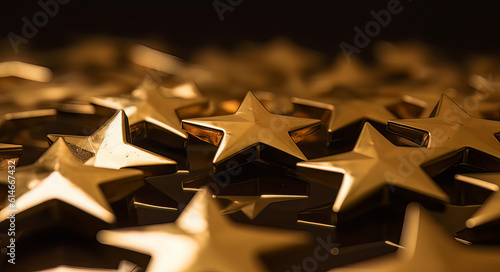 customers gold stars isolated on a golden background, in the style of vray tracing