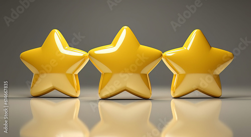 a yellow feedback speech bubble with five stars, in the style of ceramic
