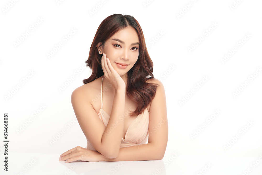 Beautiful young asian woman with clean fresh skin on white background, Face care, Facial treatment, Cosmetology, beauty and spa, Asian women portrait. Beautiful young asian woman with clean fresh skin on white background, Face care, Facial treatment, Cosmetology, beauty and spa, Asian women portrait.