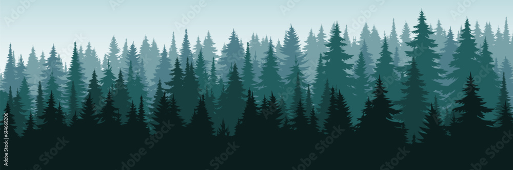 Fototapeta premium Abstract tree landscape background. Forest panorama landscape background