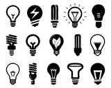 Light bulb icon collection. Set of black light bulb icons. Vector electric lamp icons