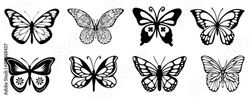 Black butterfly icon collection. Set of black butterfly silhouette. Vector butterfly logo