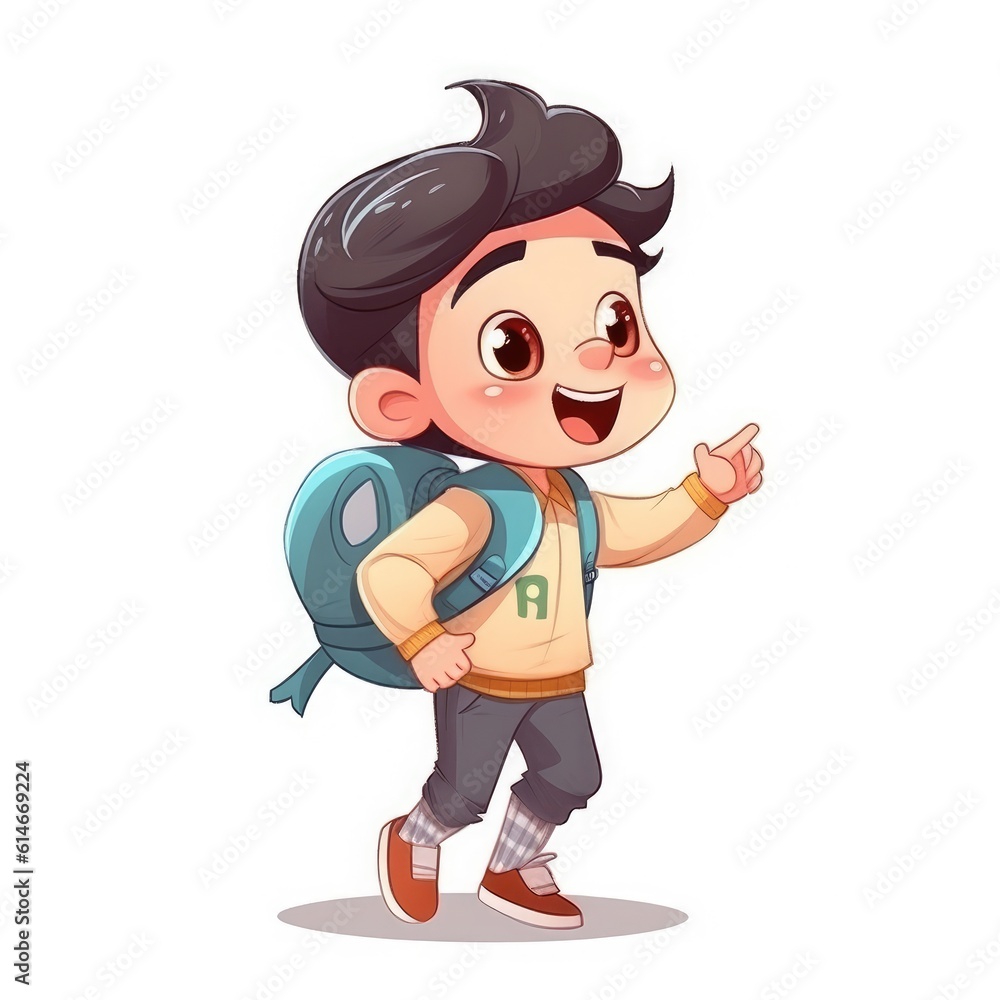Cute child with backpack. Back to school. Generative AI Cute child with backpack. Back to school. Generative AI
