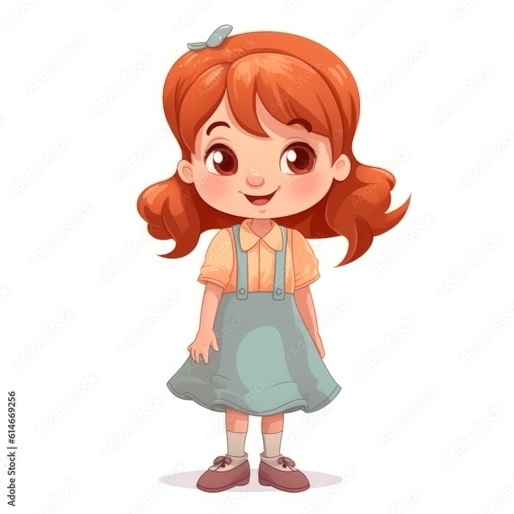 Cute cheerful girl isolated on white background. Generative AI Cute cheerful girl isolated on white background. Generative AI