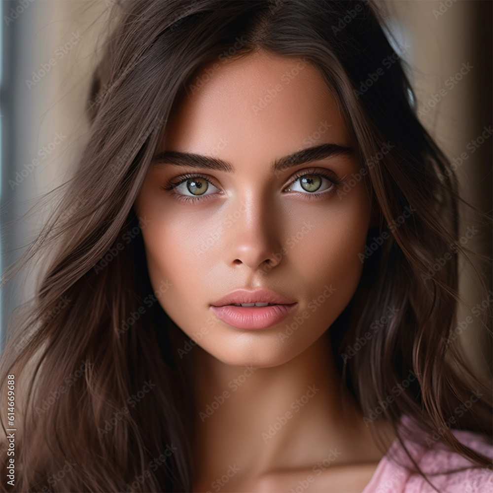 Portrait of a stunningly beautiful model girl . generative AI Portrait of a stunningly beautiful model girl . generative AI