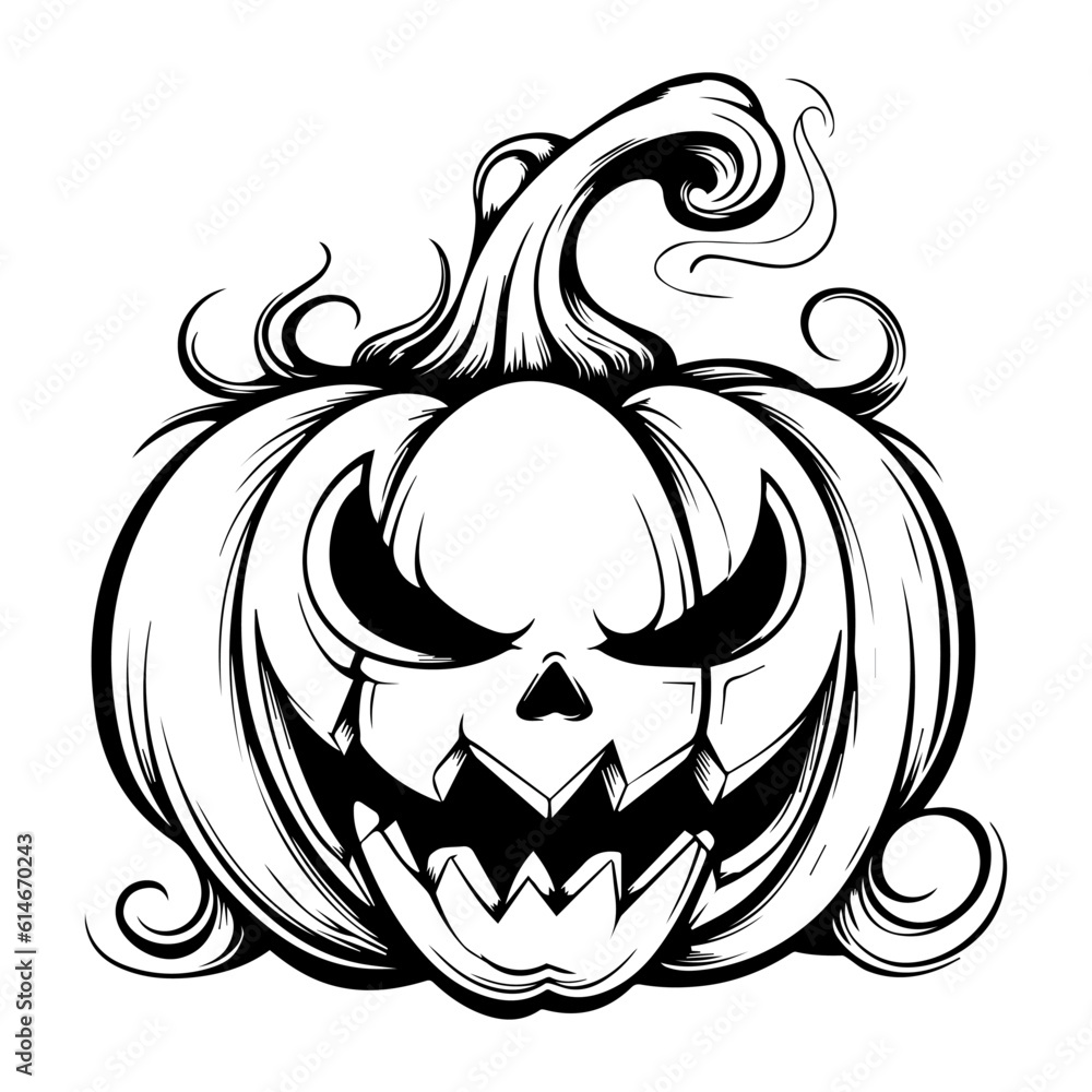 Pumpkin head, Halloween, vector art, isolated on white background, vector illustration.