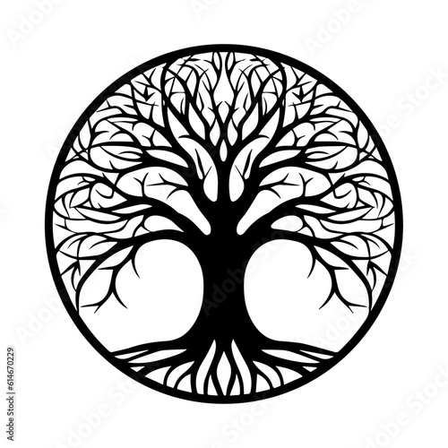 Tree of Life, black tree silhouette isolated on white background, tree,  vector illustration.