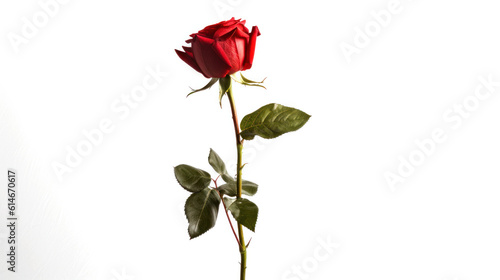 red rose on white background and free space . generative AI