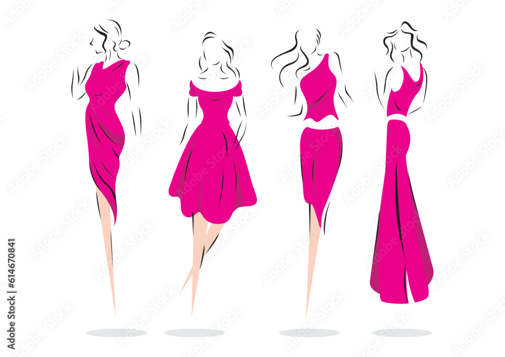 Women Fashion Sketch Model Silhouette