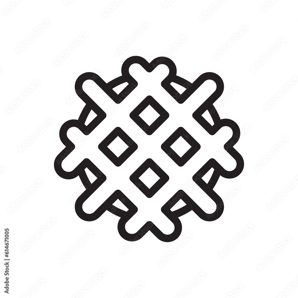 Fototapeta premium Belgian Waffle Icon, Waffled Cookie Logo, Soft Belgium Waffles, Wafer Biscuit Breakfast on White Background