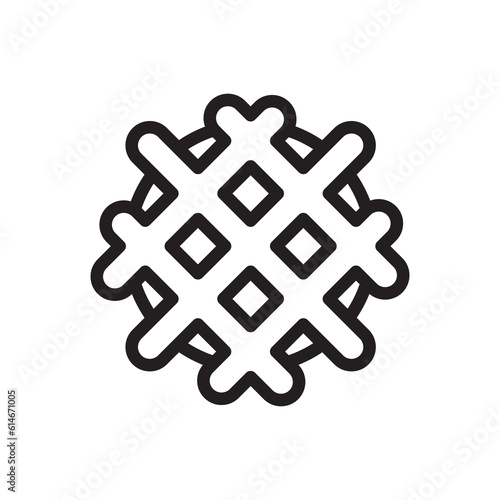 Belgian Waffle Icon, Waffled Cookie Logo, Soft Belgium Waffles, Wafer Biscuit Breakfast on White Background