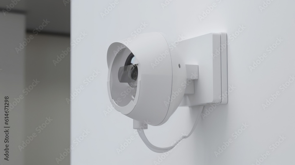 Surveillance camera viewed from the side. Generative AI Surveillance camera viewed from the side. Generative AI