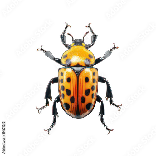Yellow beetle with black dots isolated on white created with Generative AI © mg photo