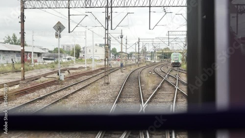 Train ride in Poland captured from the face of the wagon