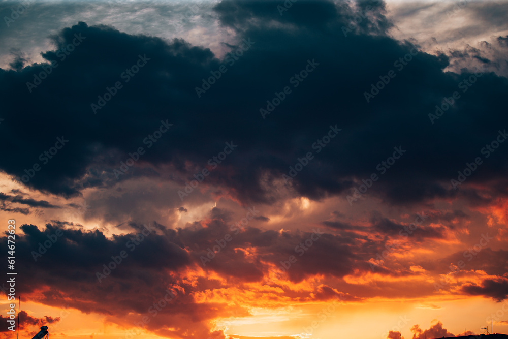 Fototapeta premium Stunning colourful sunset over the mountain, sky background 