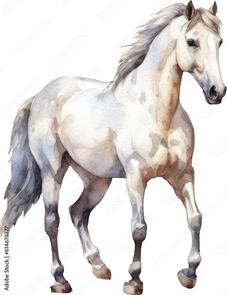 Horse Watercolor Illustration. Generative AI