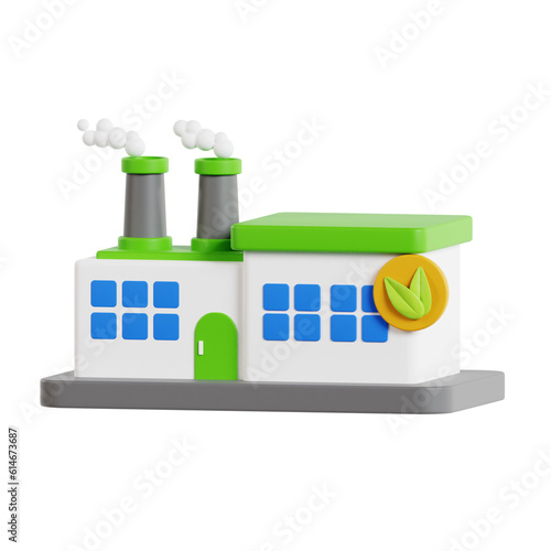 Wallpaper Mural 3d Ecology Factory. icon isolated on white background. 3d rendering illustration Torontodigital.ca