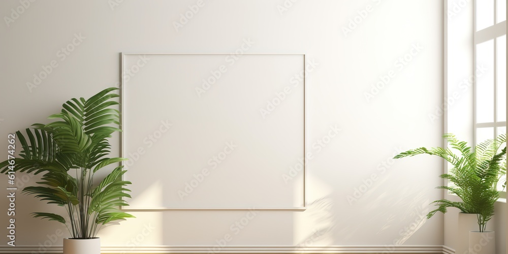 AI Generated. AI Generative. Wall home decoration table frame picture with plant mockup mock up. Graphic Art AI Generated. AI Generative. Wall home decoration table frame picture with plant mockup mock up. Graphic Art