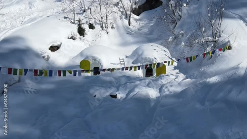 Igloos in snow of Himalays photo