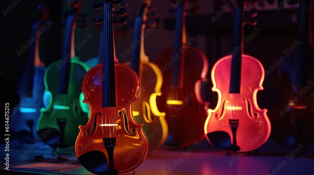 Naklejka premium violin and music notes HD 8K wallpaper Stock Photographic Image