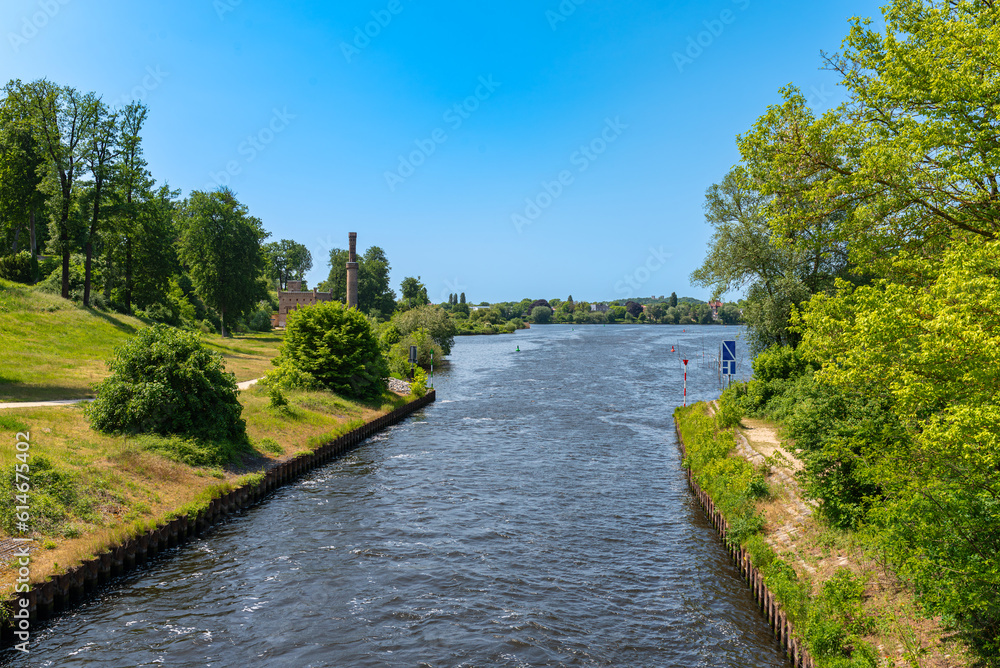 The Teltow canal at Babelsberg Park, The waterway approx 38 kilometres in length, links the river Havel near the city of Potsdam with the river Dahme near Köpenick 