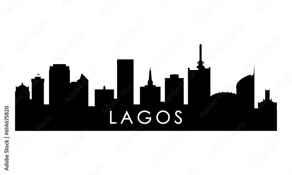 Lagos skyline silhouette. Black Lagos city design isolated on white background.