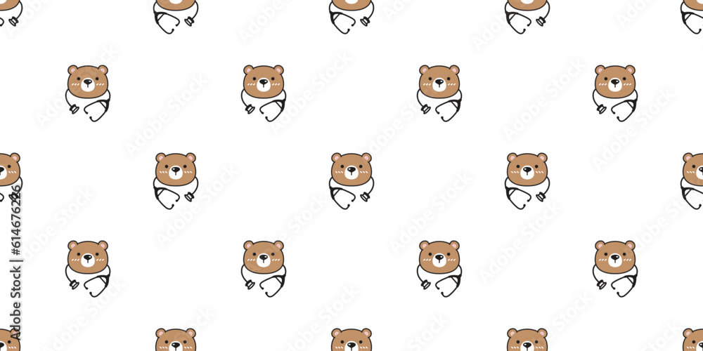 bear polar seamless pattern doctor hospital stethoscope teddy cartoon vector tile background gift wrapping paper repeat wallpaper scarf isolated doodle illustration design bear polar seamless pattern doctor hospital stethoscope teddy cartoon vector tile background gift wrapping paper repeat wallpaper scarf isolated doodle illustration design