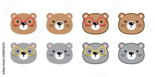 Bear vector polar icon eyeglasses sunglasses character cartoon face head logo teddy symbol doodle animal illustration isolated design