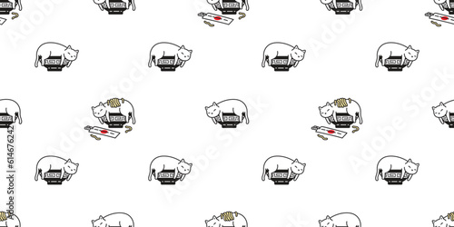 cat seamless pattern kitten chinese noodles japanese ramen yakisoba food calico neko vector character cartoon face head breed pet gift wrapping paper tile background repeat wallpaper animal doodle ill