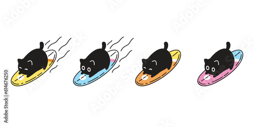 cat vector calico kitten surfboard surf beach sport icon logo pet face head breed cartoon character doodle symbol stamp design animal illustration isolated