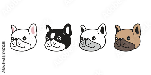 dog vector french bulldog icon puppy smile pet face head cartoon character symbol tattoo stamp illustration design isolated