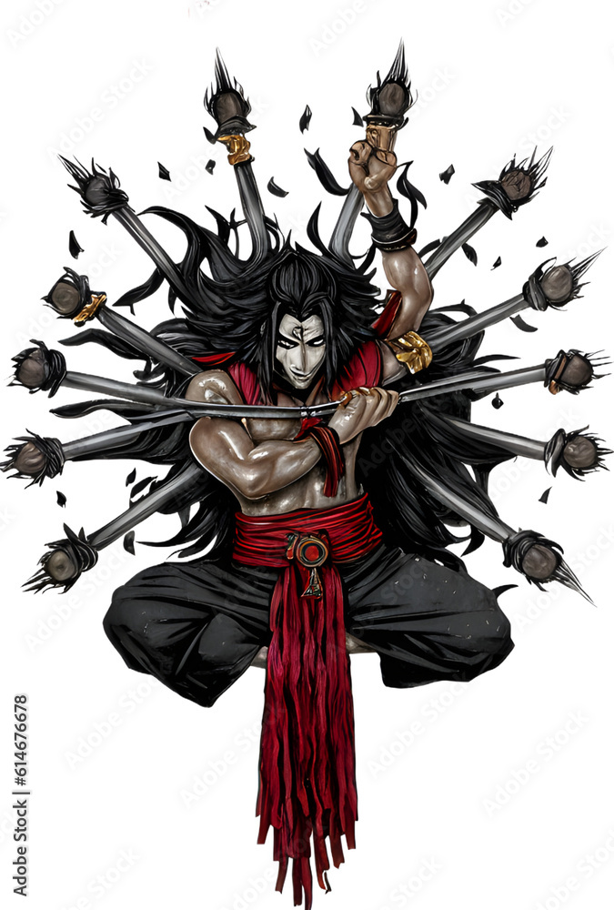 Fototapeta premium Asura God Illustration, Generative Ai