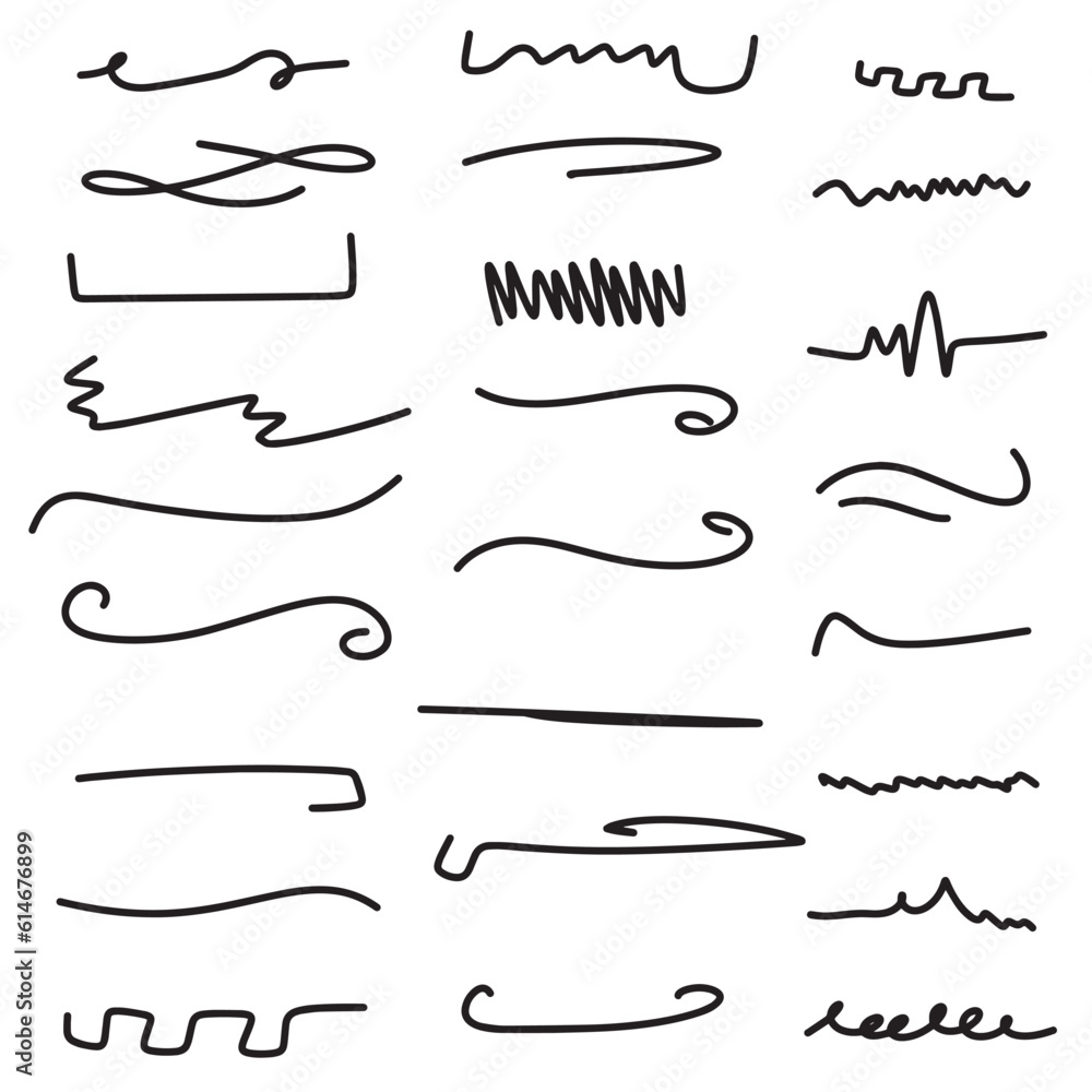 Hand drawn a grunge set of underlines isolated on white background Hand drawn a grunge set of underlines isolated on white background