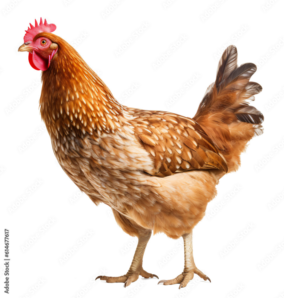 Fototapeta premium Brown Hen isolated on the transparent background PNG. AI generative.