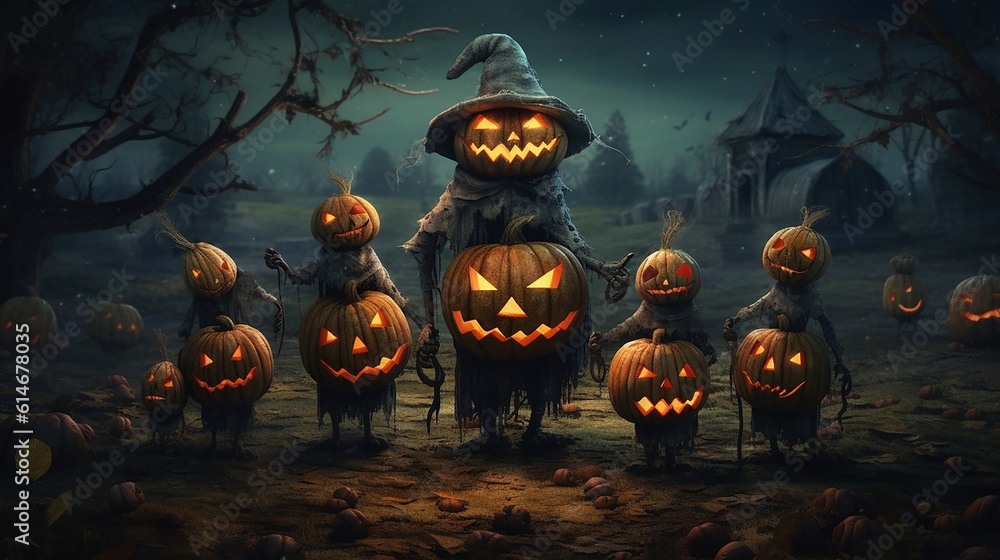 custom made wallpaper toronto digitalai generative spooky and cute halloween monsters 