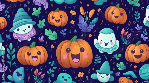 ai generative spooky and cute halloween monsters 