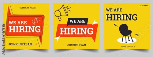 We are hiring for a job vacancy social minimalistic 
advertisement recruitment open vacancy design info label template.