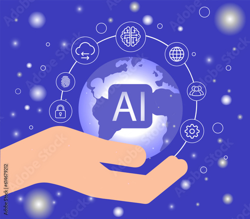 Businessman touching the brain working of Artificial Intelligence (AI)