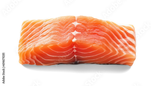 Raw salmon fillet isolated on transparent or white background, png