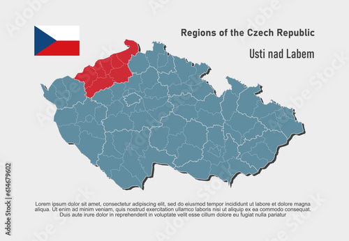 Vector map Czech republic, region Usti nad Labem