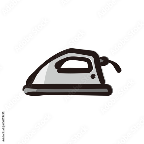 Electric steam iron - Cleaning and housekeeping icon/illustration (Hand-drawn line, colored version)