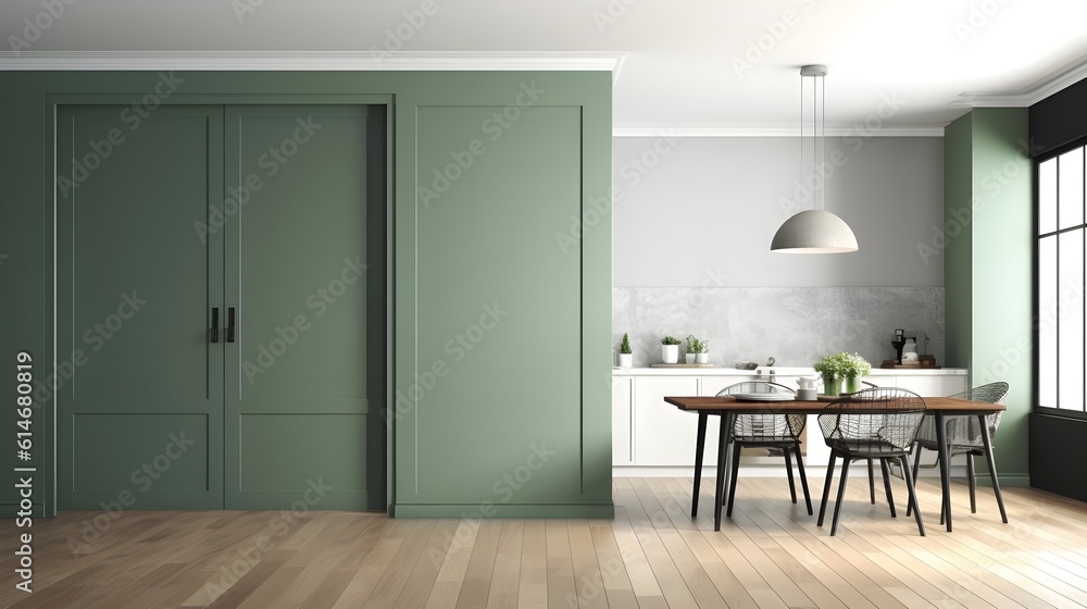 Fototapeta premium Modern Luxury Living Room Interior with Gray Marble Staircase, Tempered Glass Panel, Black Steel Handrail, Sunlit Beige Walls, and Sofa on Granite Floor 3D Background - ai generated