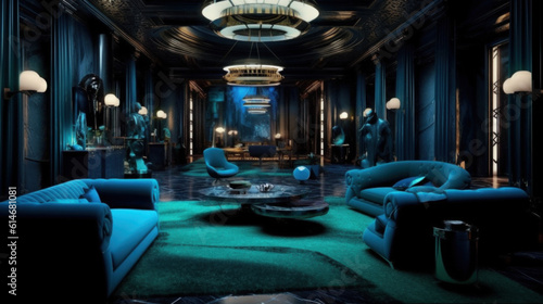 The luxury hotel room night lighting blue green toner © EmmaStock