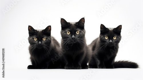 The black and white cat on white isolated background