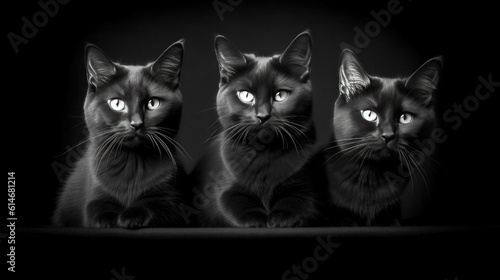 black and white cats portrait 